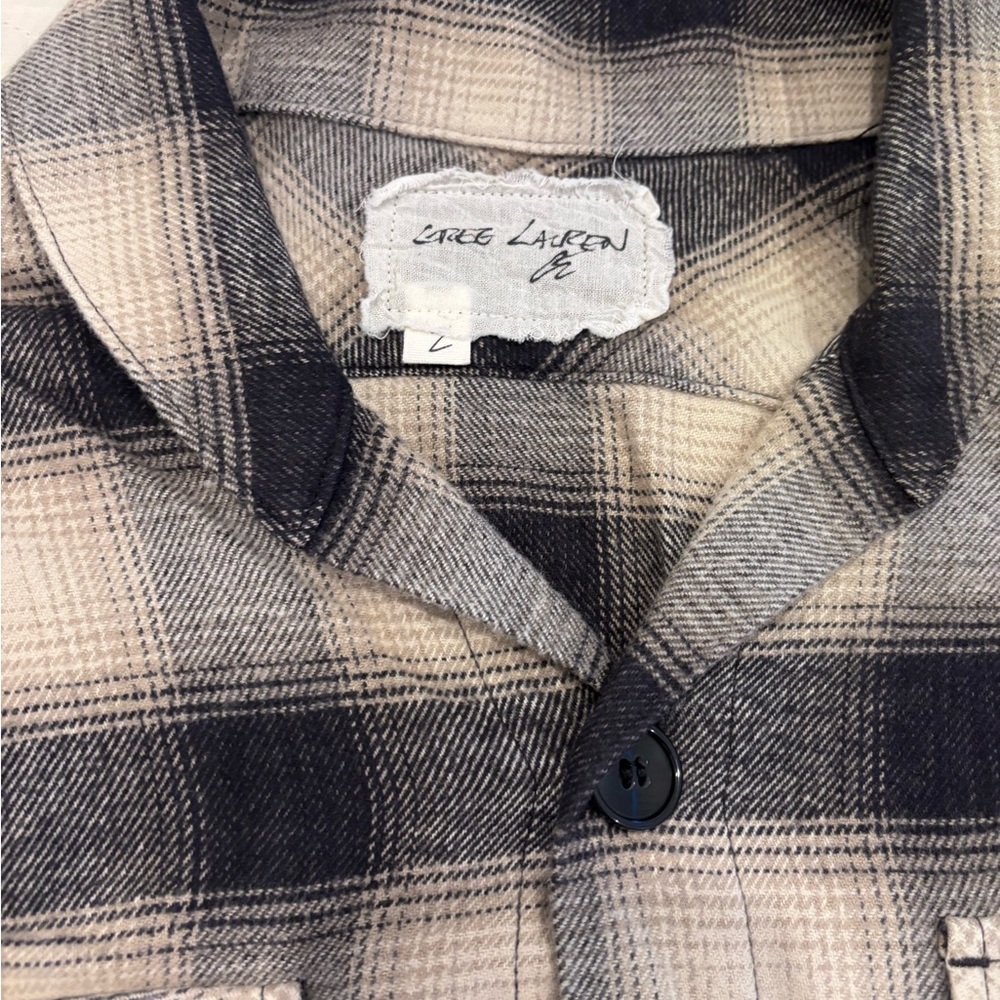 Greg Lauren Beige Plaid Boxy Shirt - NWT! - Picture 3 of 5